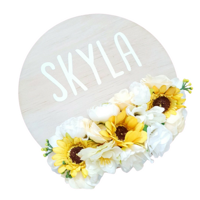Personalised name plaque. Sunflower.
